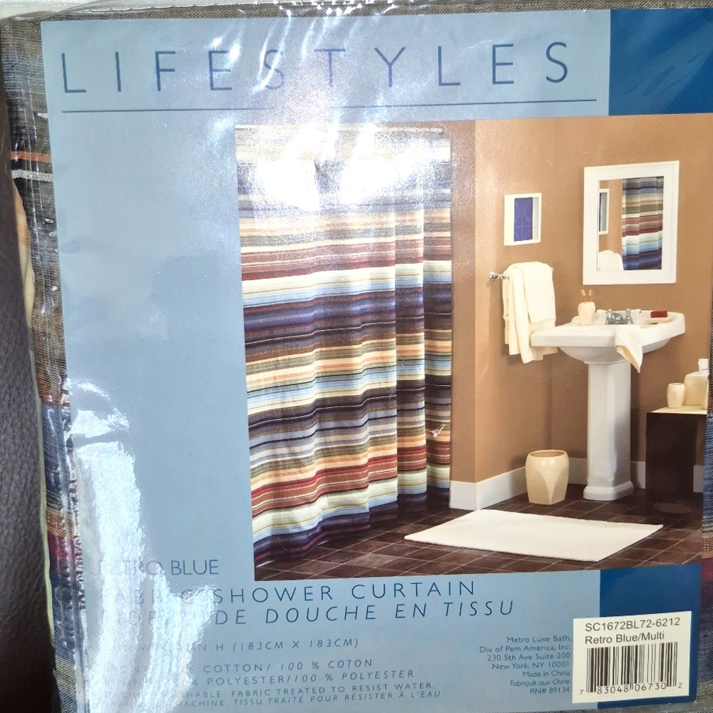 Lifestyles 100% cotton shower curtain, machine washable